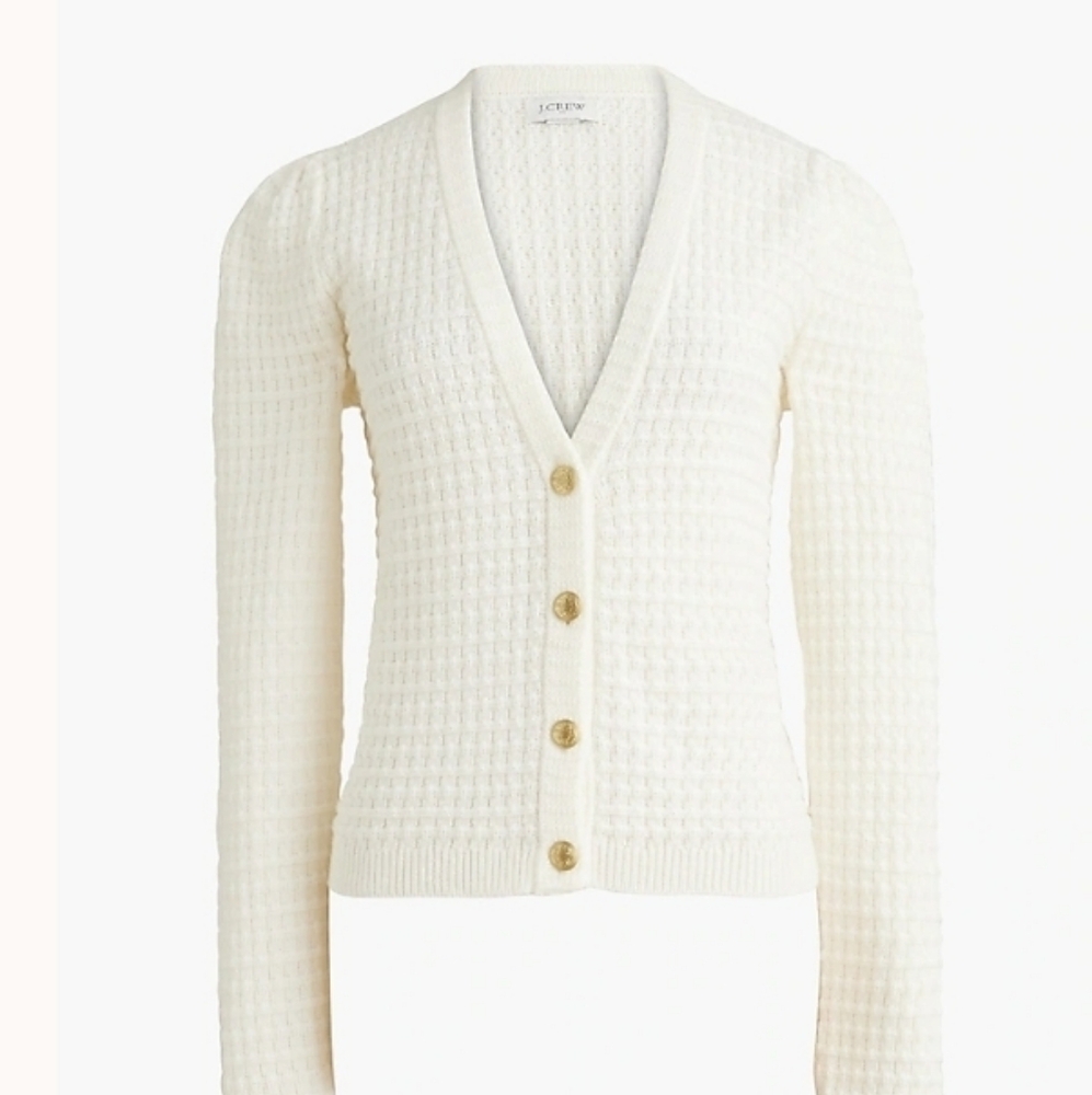 J. Crew Textured Cream Cardigan Sweater XL